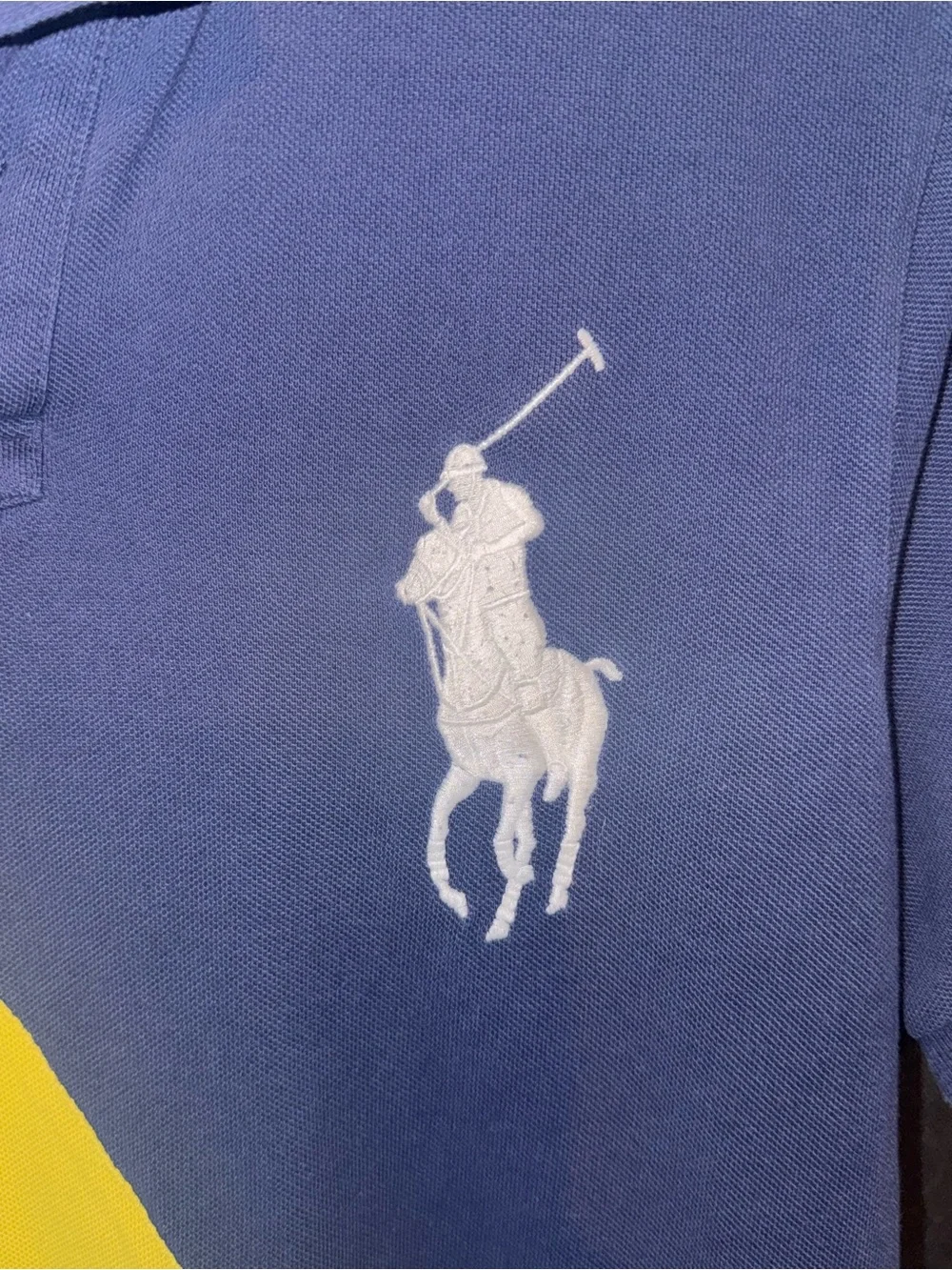 Polo Ralph Lauren Big Pony Custom Slim Fit Polo Shirt Men’s Medium Navy Yellow